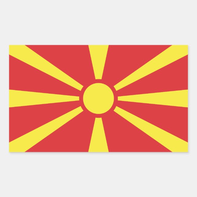 Adesivo Retangular Bandeira da Macedônia do Norte (Frente)