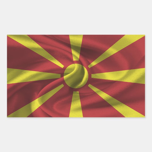 Adesivo Retangular Bandeira da Macedônia do Norte (Frente)