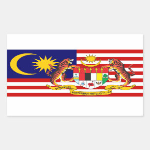 Adesivo Retangular Bandeira da Malásia e Casaco de Armas, Bandeira da