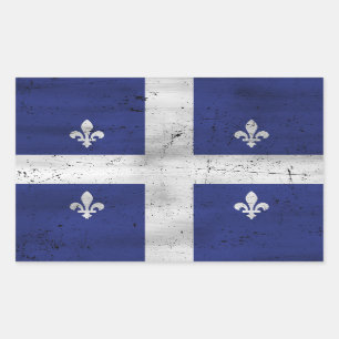 Adesivo Retangular Bandeira da Quebeque estilo grunge corrmoído