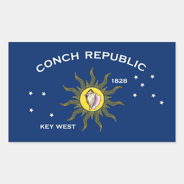 Adesivo Retangular Bandeira da República Conch Key West Flórida (Frente)