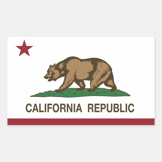 Adesivo Retangular Bandeira da república de Califórnia (Frente)