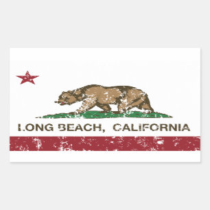 Adesivo Retangular Bandeira da república de Long Beach Califórnia