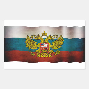 Adesivo Retangular Bandeira da Rússia acenando