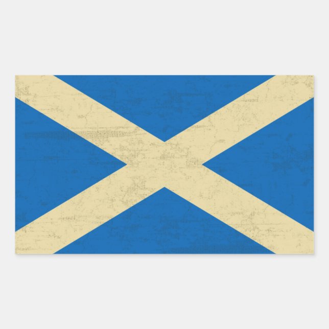Adesivo Retangular Bandeira da Scotland Grungy (Frente)