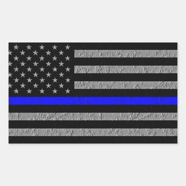 Adesivo Retangular Bandeira da THIN BLUE LINE APOIO POLÍCIA  (Frente)