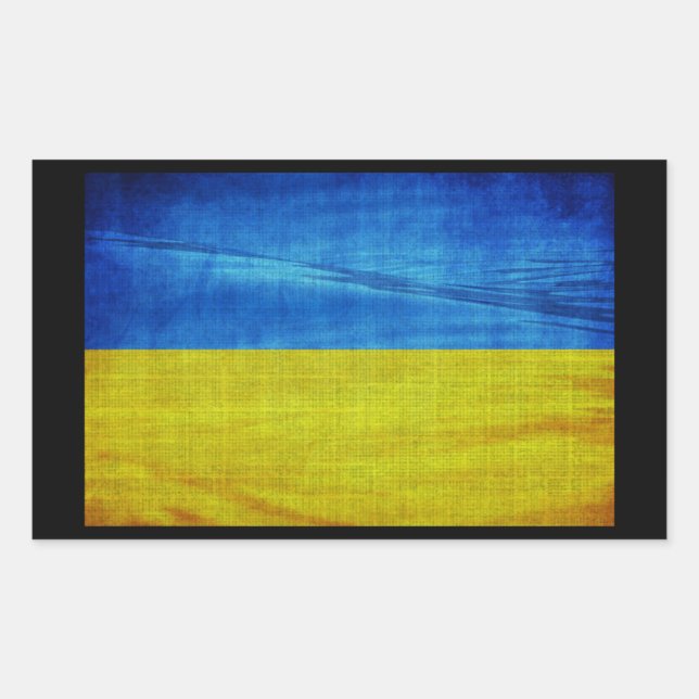 Adesivo Retangular Bandeira da Ucrânia Estilizada (Frente)