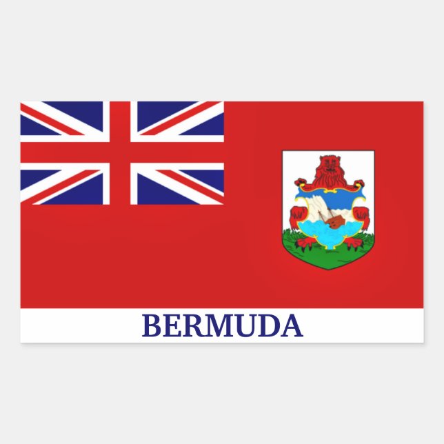Adesivo Retangular Bandeira das Bermudas, rotulada (Frente)