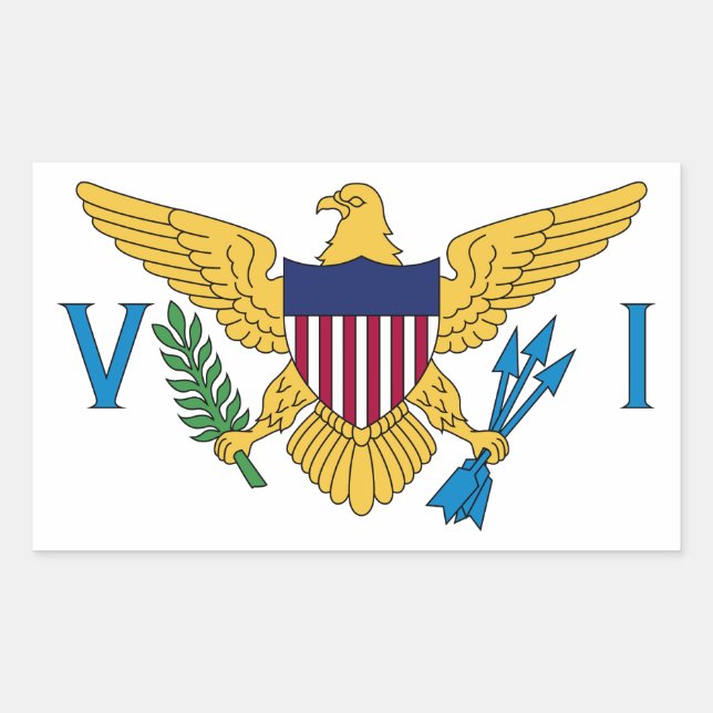 Adesivo Retangular Bandeira das Ilhas Virgens dos EUA (Frente)