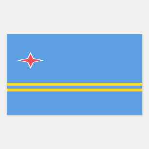 Adesivo Retangular Bandeira de Aruba Patriótica