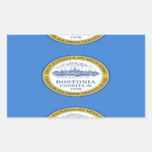 Adesivo Retangular Bandeira de Boston, Massachusetts Retangular Stick