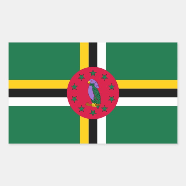 Adesivo Retangular Bandeira de Dominica (Frente)
