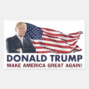 Adesivo Retangular Bandeira de Donald Trump E.U.