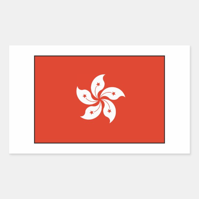 Adesivo Retangular Bandeira de Hong Kong (Frente)