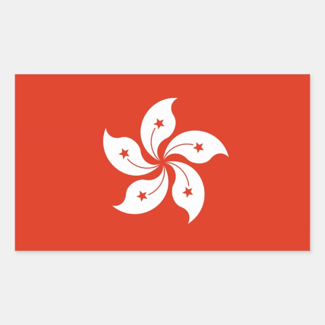 Adesivo Retangular Bandeira de Hong Kong (Frente)
