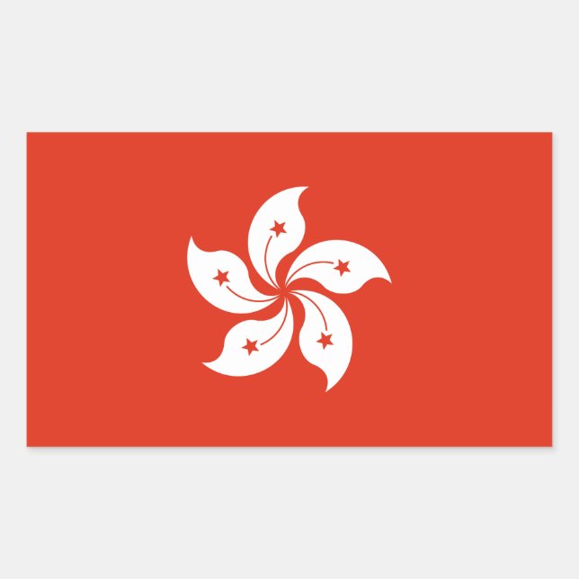 Adesivo Retangular Bandeira de Hong Kong (Frente)