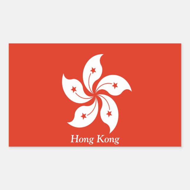 Adesivo Retangular Bandeira de Hong Kong (Frente)