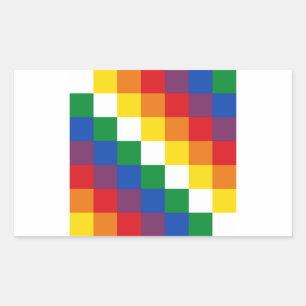 Adesivo Retangular Bandeira de Huipala/Wipala. Qulla andino Suyu.
