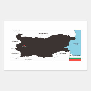 Adesivo Retangular bandeira de mapa do país da Bulgária