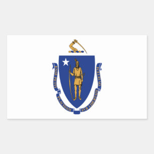 Adesivo Retangular Bandeira de Massachusetts