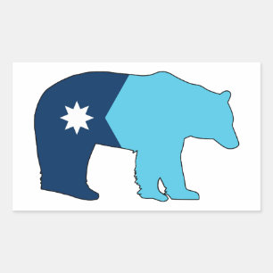 Adesivo Retangular Bandeira de Minnesota Urso