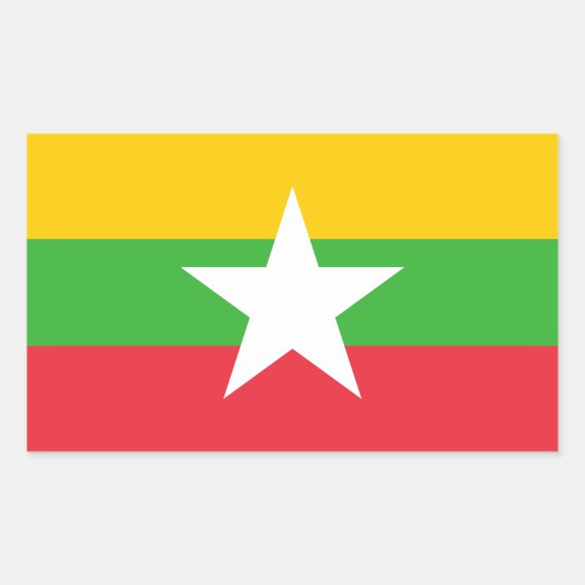 Adesivo Retangular Bandeira de Myanmar (Frente)