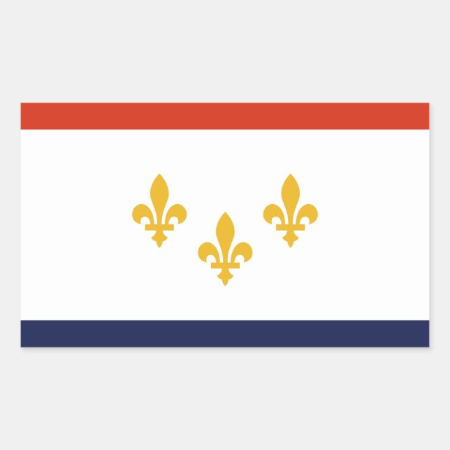 Adesivo Retangular Bandeira de Nova Orleans, Louisiana (Frente)
