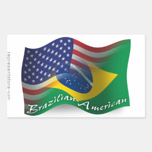 Adesivo Retangular Bandeira de ondulação Brasileiro-Americana