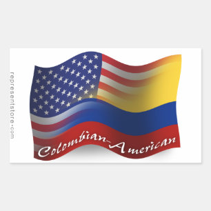 Adesivo Retangular Bandeira de ondulação Colombiano-Americana