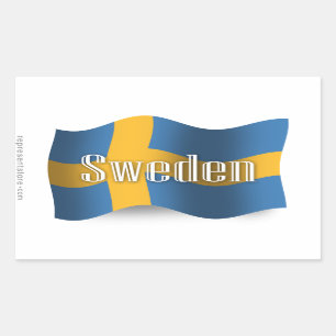 Adesivo Retangular Bandeira de ondulação da suecia