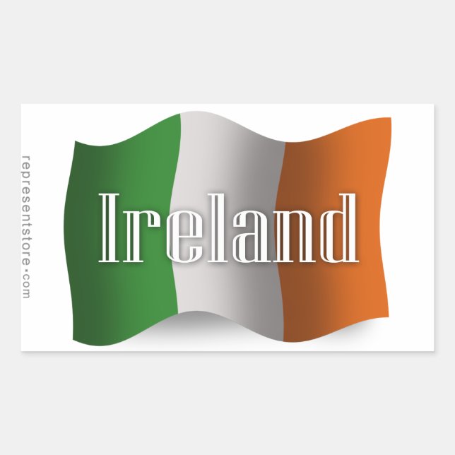 Adesivo Retangular Bandeira de ondulação de Ireland (Frente)