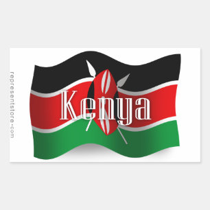 Adesivo Retangular Bandeira de ondulação de Kenya