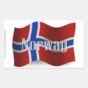 Adesivo Retangular Bandeira de ondulação de Noruega