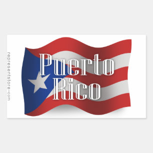 Adesivo Retangular Bandeira de ondulação de Puerto Rico