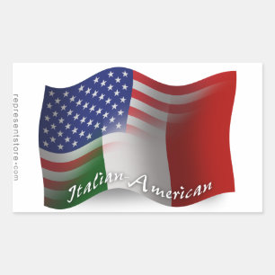 Adesivo Retangular Bandeira de ondulação Italiano-Americana