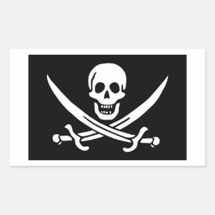 Adesivo Retangular Bandeira de pirata