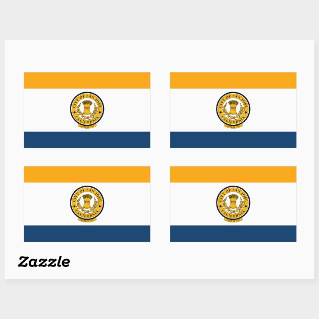 Adesivo Retangular Bandeira de San Jose, Califórnia (Folha)