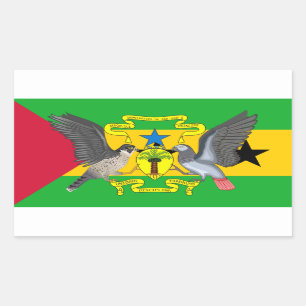 Adesivo Retangular Bandeira de São Toméan e Casaco de Armas