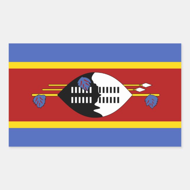 Adesivo Retangular Bandeira de Swazi, Bandeira de Eswatini (Frente)
