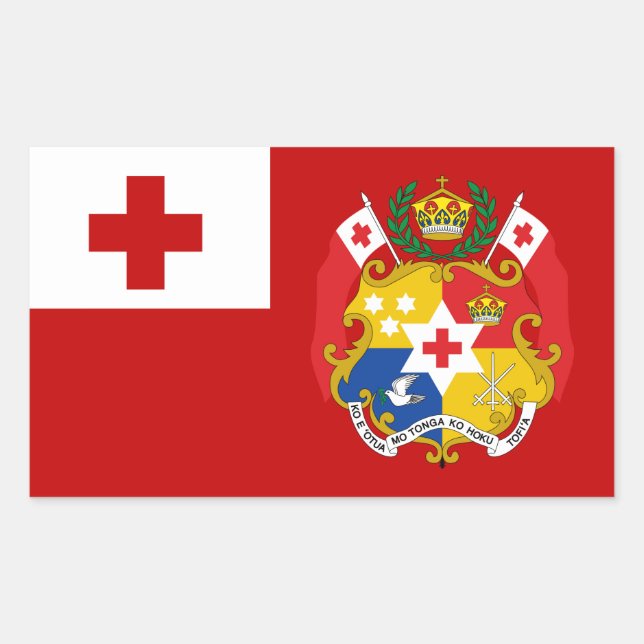 Adesivo Retangular Bandeira de Tongan e selo, bandeira de Tonga (Frente)