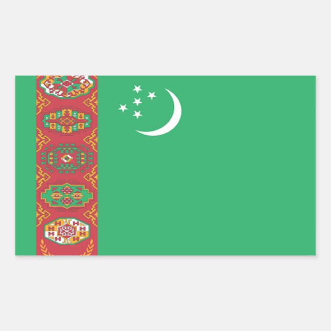 Adesivo Retangular Bandeira de Turkmenistan (Frente)