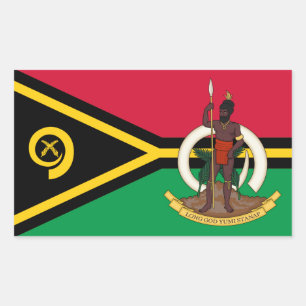 Adesivo Retangular Bandeira de Vanuatuan e Casaco de armas, Bandeira
