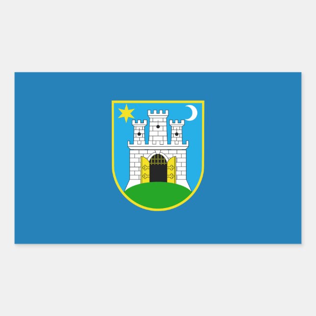 Adesivo Retangular Bandeira de Zagreb, Croácia (Frente)