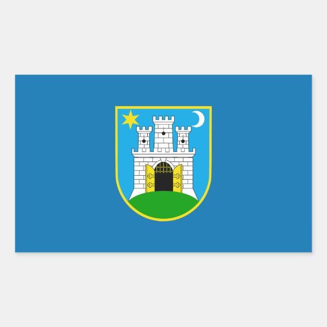 Adesivo Retangular Bandeira de Zagreb, Vinheta Retangular Croácia (Frente)