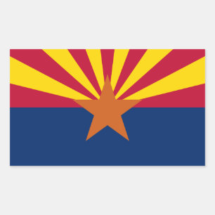 Adesivo Retangular Bandeira do Arizona: Estrela Cadente Sol, O Estado