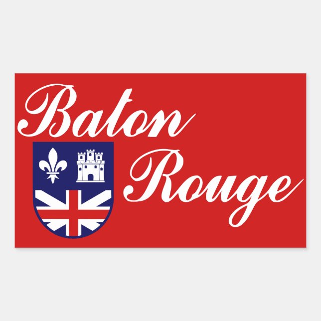 Adesivo Retangular Bandeira do Baton Rouge, Vinheta Retangular da Lou (Frente)