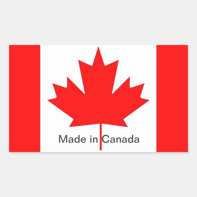 Adesivo Retangular bandeira do Canadá, feito no Canadá (Frente)