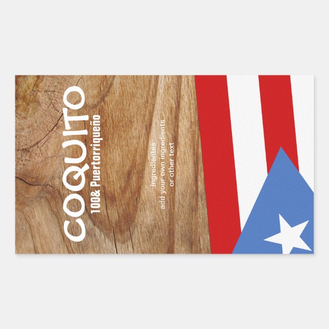 Adesivo Retangular Bandeira do Coquito Puertorriquenho (Frente)