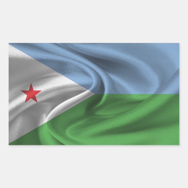 Adesivo Retangular Bandeira do Djibuti (Frente)