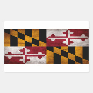 Adesivo Retangular Bandeira do Estado de Maryland, na Vintage Weather